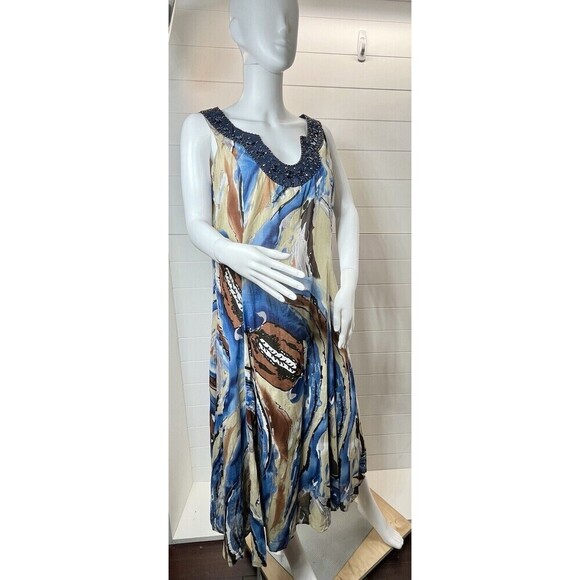 Reba Womens 10 Blue Fit N Flare Maxi Rhinestone Embellishment Dress Fairy Grunge - Picture 4 of 12